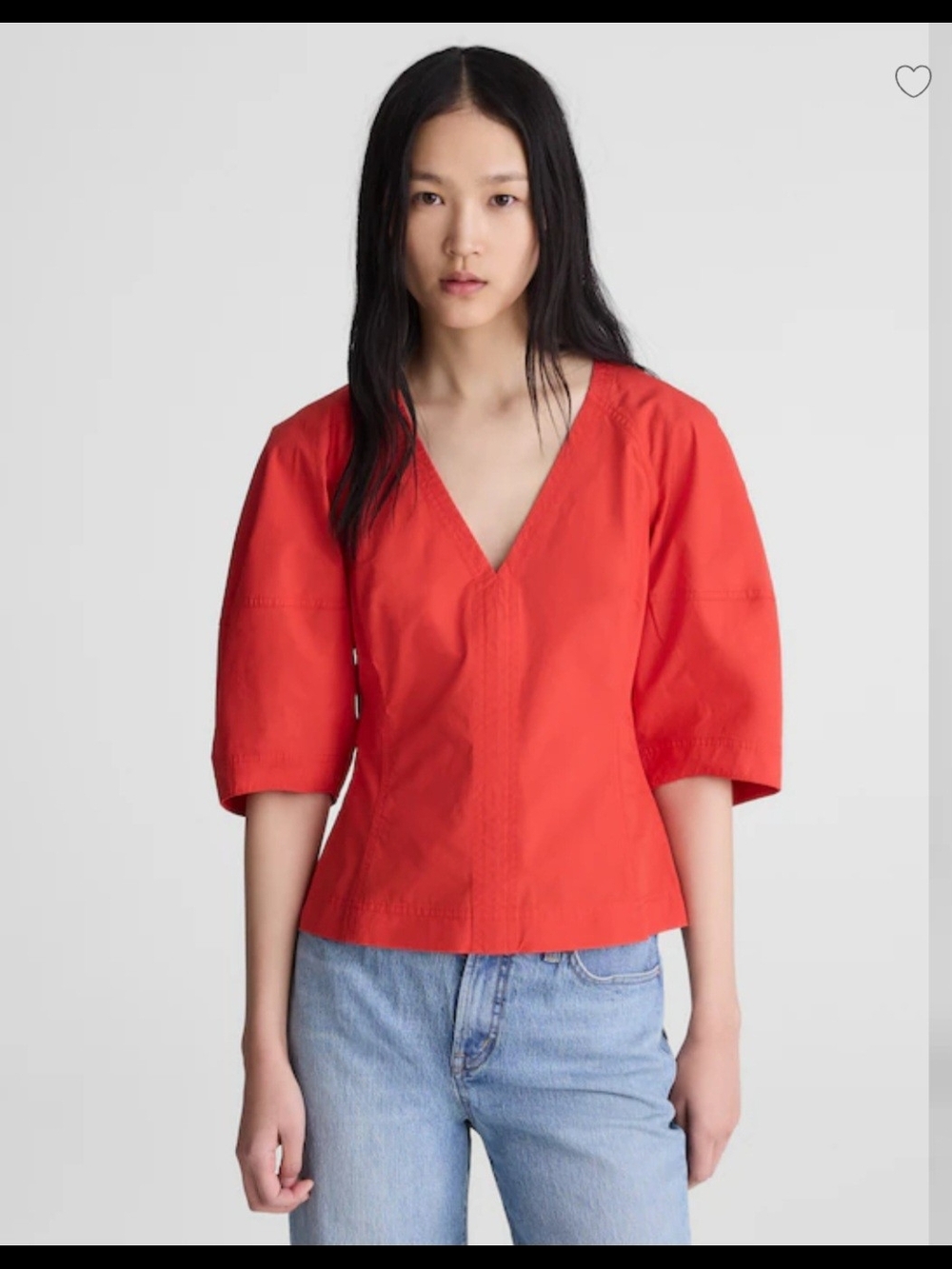 Madewell NWT Sculptural V-Neck Puff Sleeve Top - Women